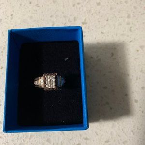 mocha & white diamond simulants ring 925 size 7